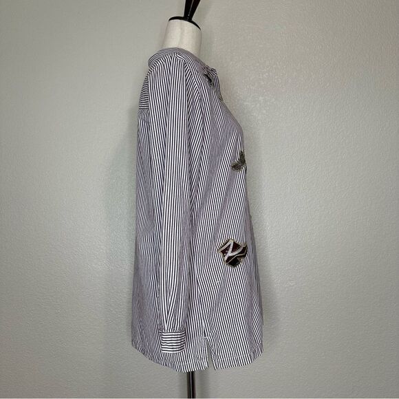 Bobbie Brooks Shoe Appliques Purple White Striped Button Down Shirt - Picture 6 of 13